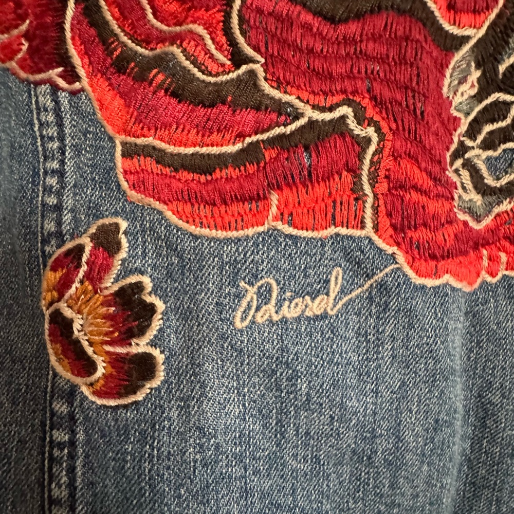 Diesel Men’s Denim Jacket with Floral Embroidery size L - Picture 10 of 14